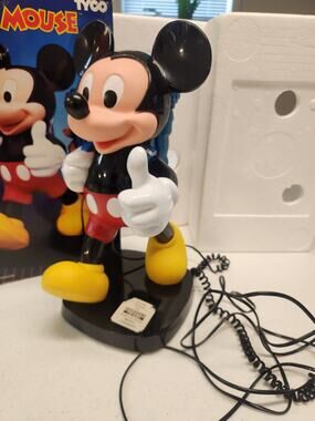 Mickey Mouse Tyco Telephone Vtg 80s Traveling Backpack Phone, Box & Instructions